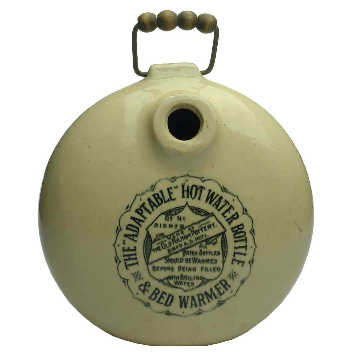 Pottery. Ayrton Saunders & Co Ltd, IXL, Liverpool "Adaptable" Hot Water Bottle. Old Fulham Pottery. (United Kingdom)