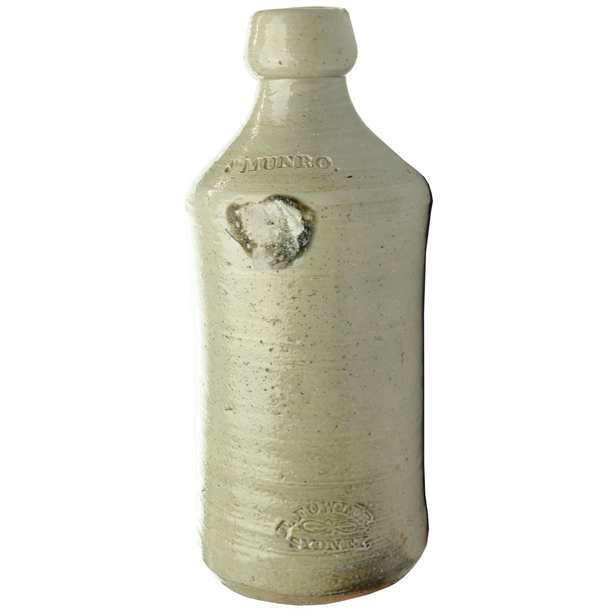 Ginger Beer. J Munro, E. Fowler Sydney Figure 8. "Convict" era. Double stamped. (New South Wales)