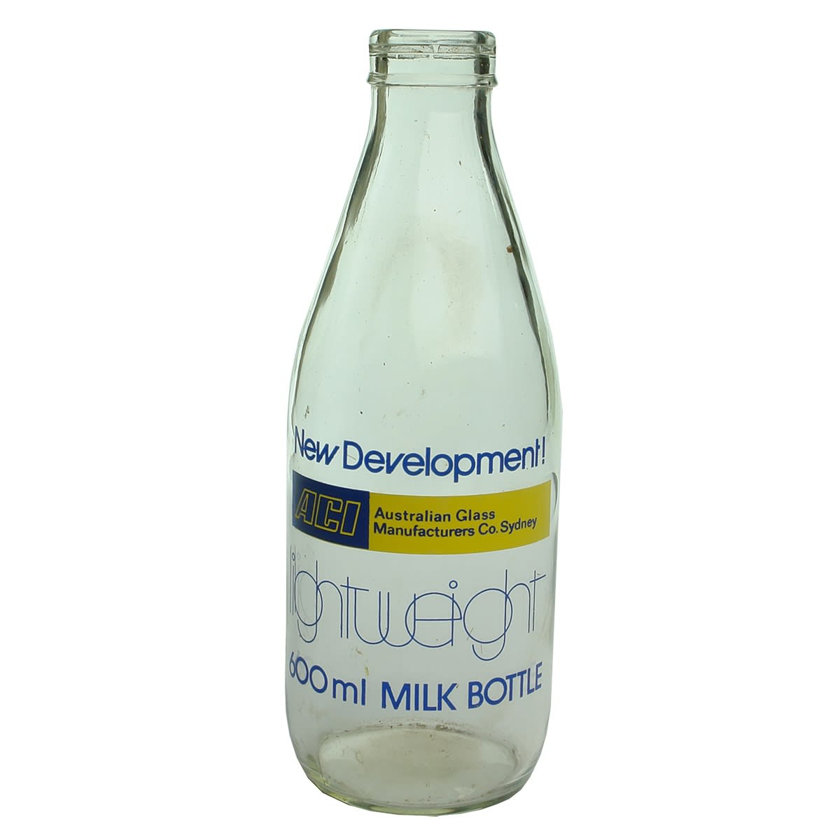 Milk. ACI. Australian Glass Manufacturers Co Sydney. Lightweight 600 ml Milk Bottle. (New South Wales)