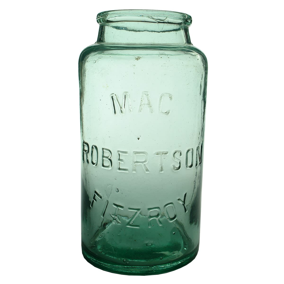 Jar. MacRobertson, Fitzroy. Lolly. Aqua. 1 Gallon. (Victoria)