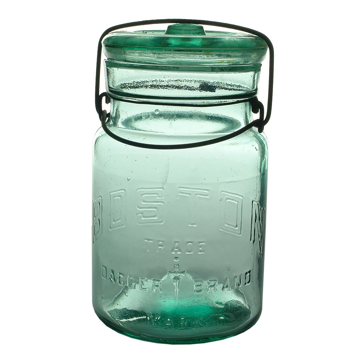 Fruit Jar. Boston Dagger Brand. Aqua. Quart. (New South Wales)