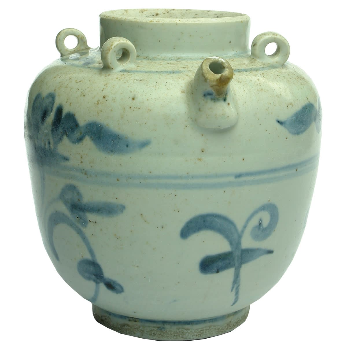 Chinese. Blue and White Medium Loop Jar With Pouring Spout. 185 mm.