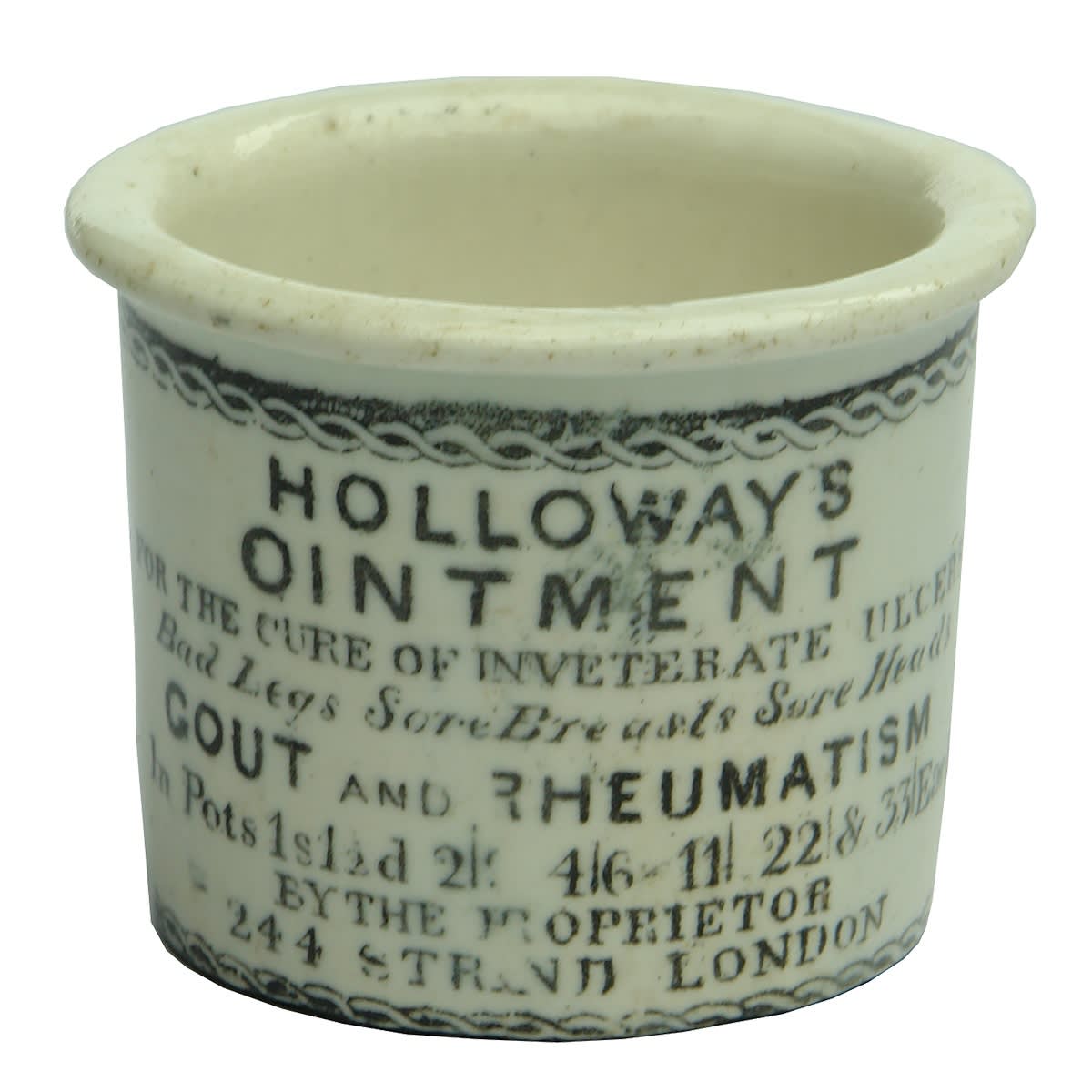 Holloways Ointment Pot. 244 Strand London.