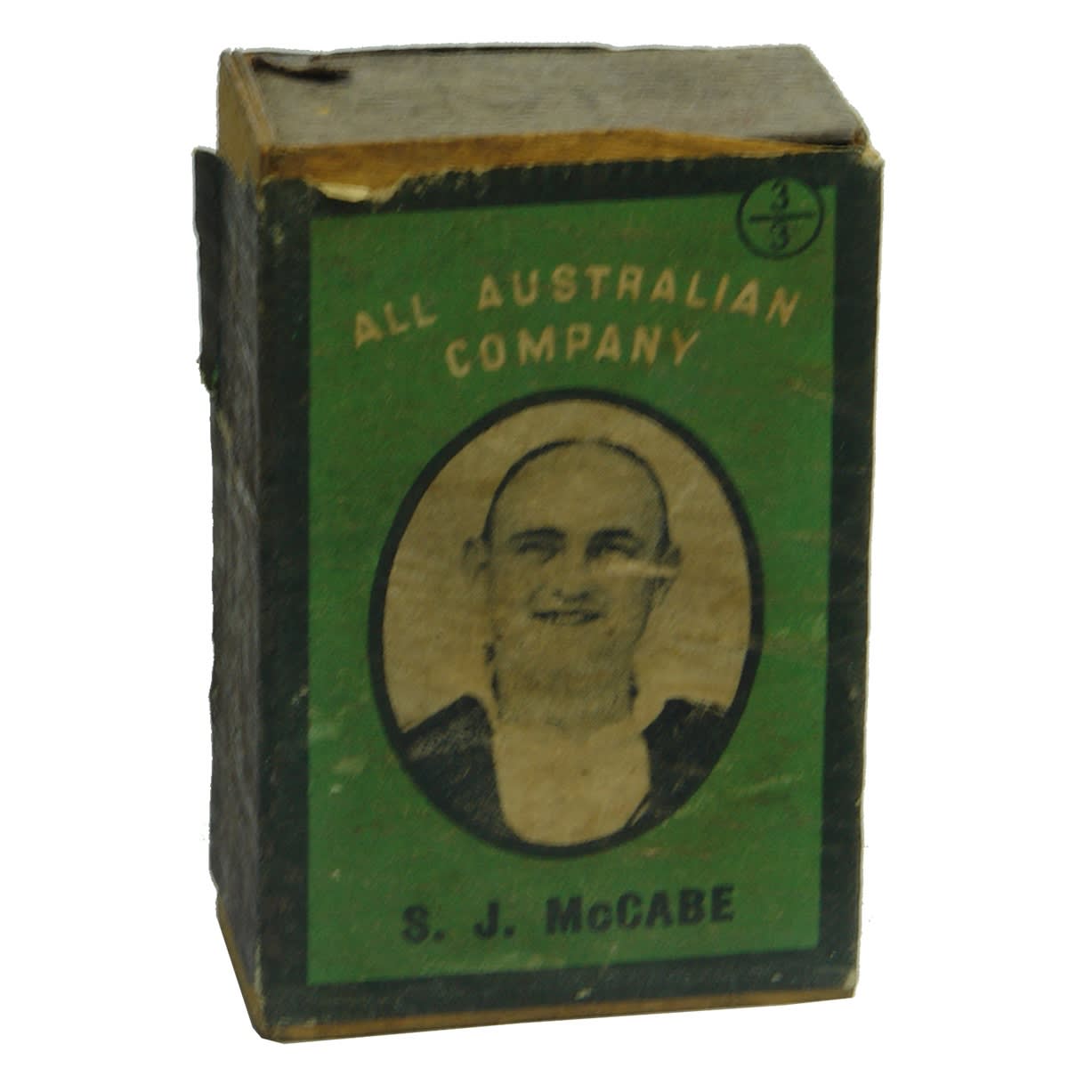 Tobacciana/Sporting. S. J. McCabe, All Australian Company. Wooden Match Box.