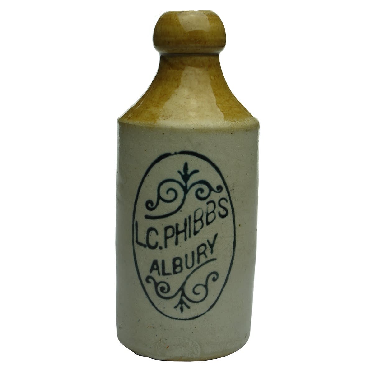 Ginger Beer. L. C. Phibbs, Albury. Bendigo Pottery. (New South Wales)