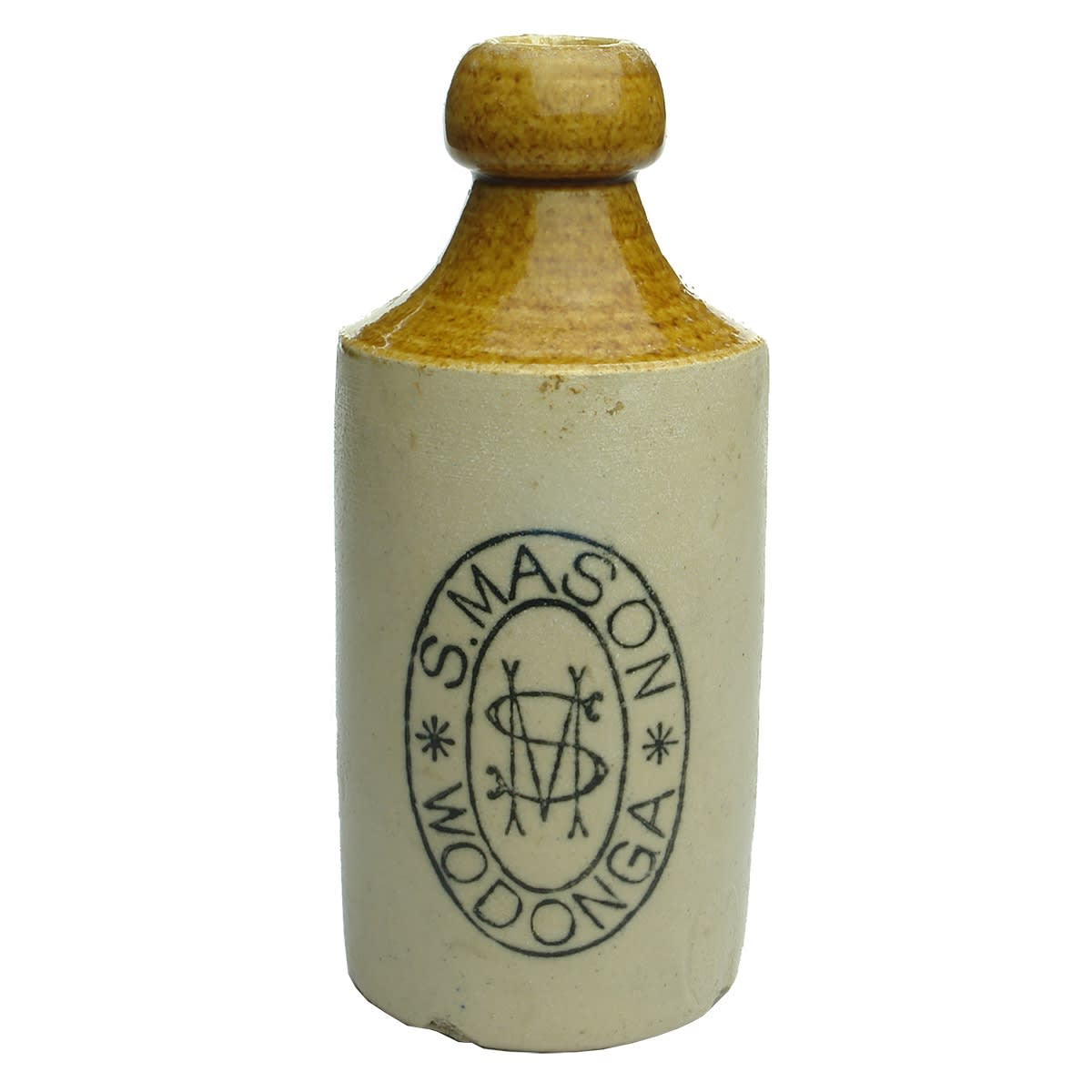 Ginger Beer. S. Mason, Wodonga. Bendigo Pottery. (Victoria)