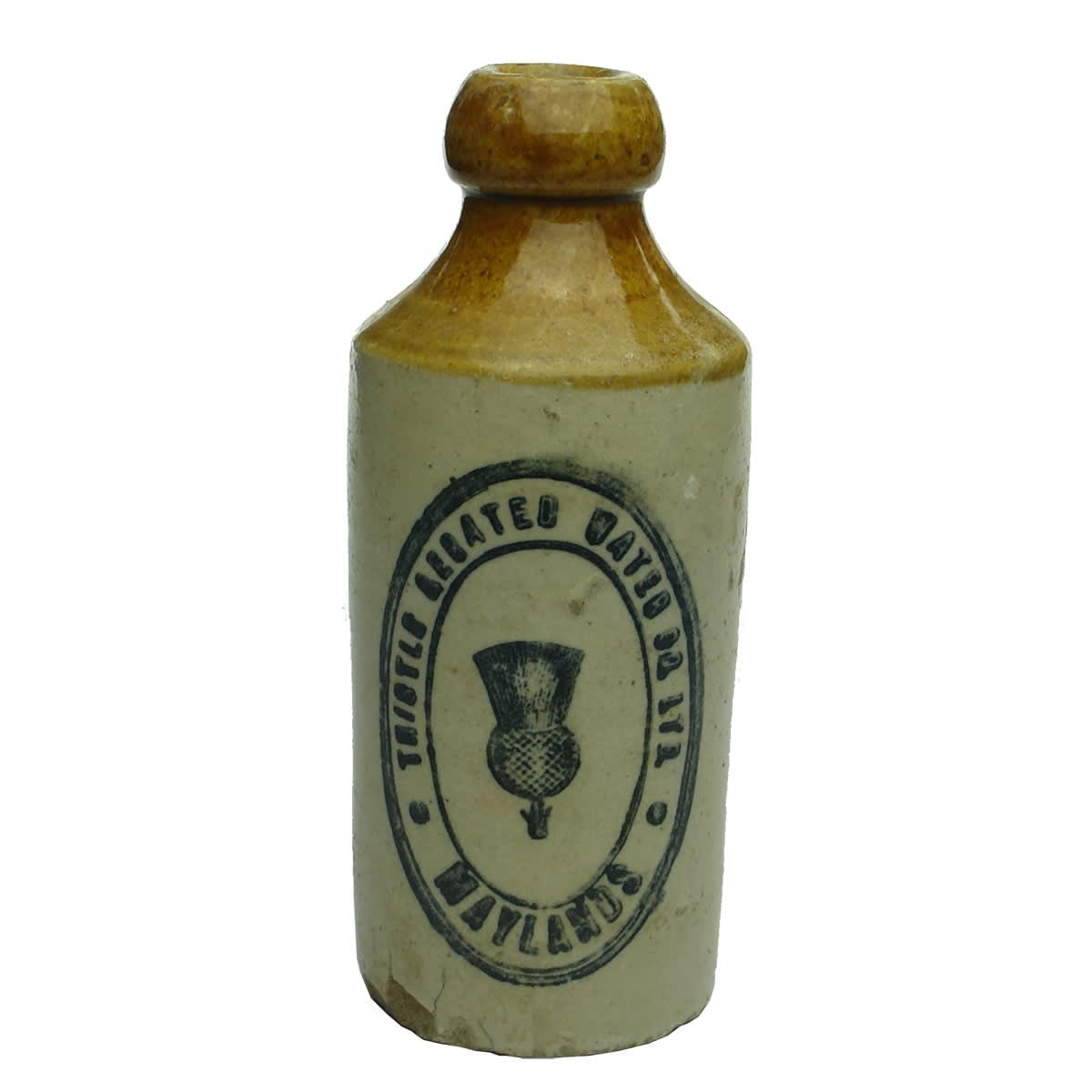 Ginger Beer. Thistle Aerated Water Co. Ltd., Maylands. Dump. Tan Top. (Western Australia)