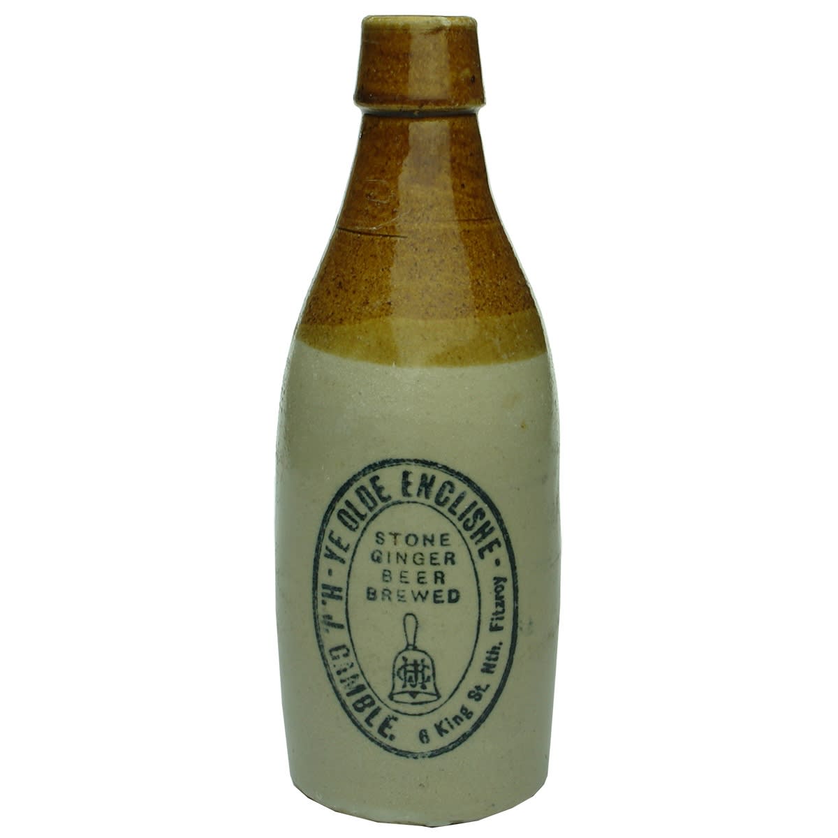 Ginger Beer. H. J. Gamble, 6 King St., North Fitzroy. Bell. Ye Olde Englishe. (Victoria)