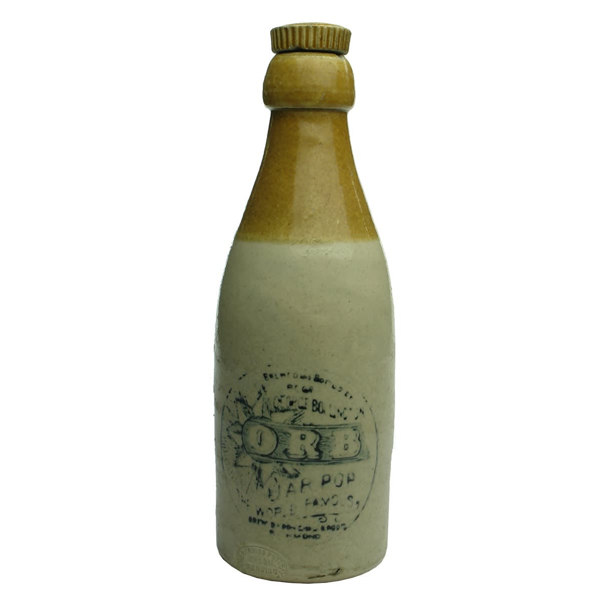 Ginger Beer. George Bollington, Orb, Jar Pop, Richmond. Internal Thread. Tan Top. (Victoria)