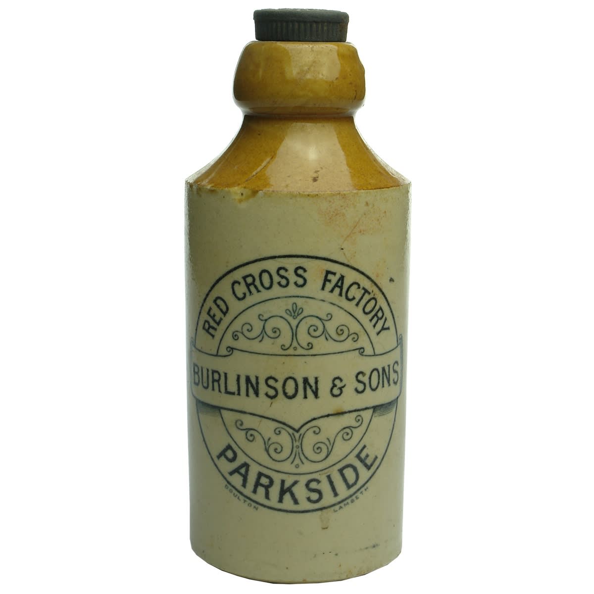 Ginger Beer. Burlinson & Sons, Red Cross Factory, Parkside. Internal Thread. 10 oz. (South Australia)