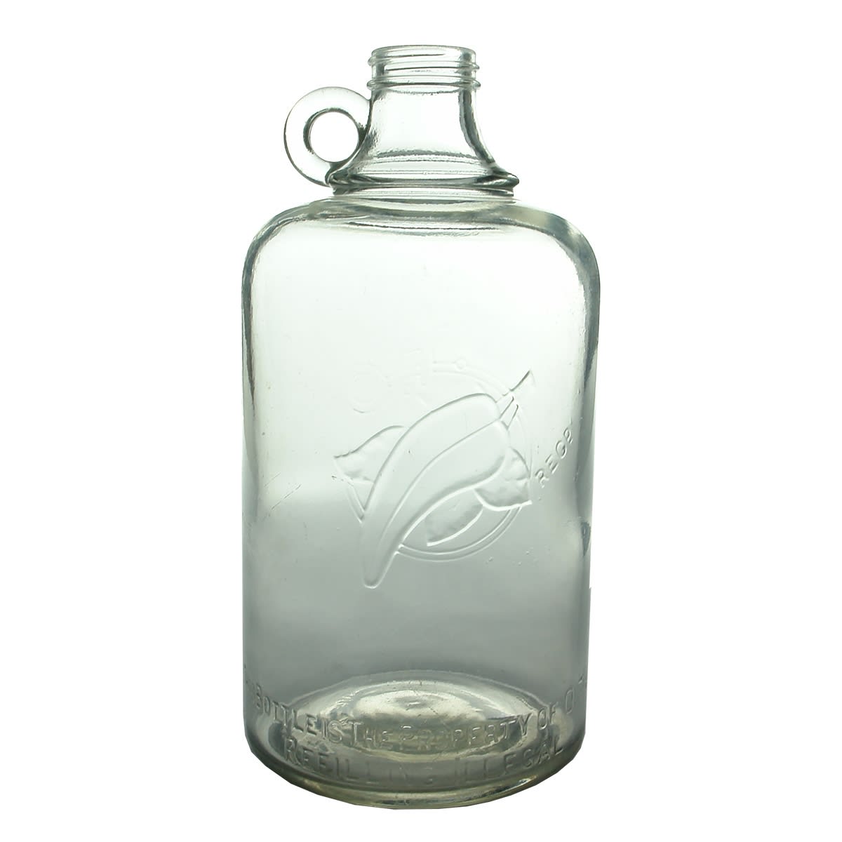 Cordial. O. T. Ltd. Clear. Half Gallon. Screw top.