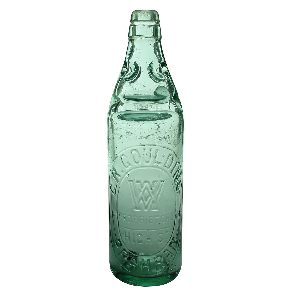 Codd. C. R. Goulding, Prahran. MW trade mark. Dobson. Aqua. 26 oz. (Victoria)