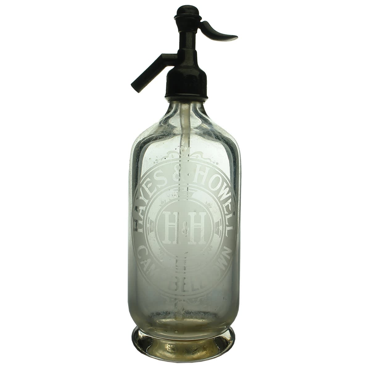 Soda Syphon. Hayes & Howell, Campbelltown. Original spout. 30 oz. (New South Wales)