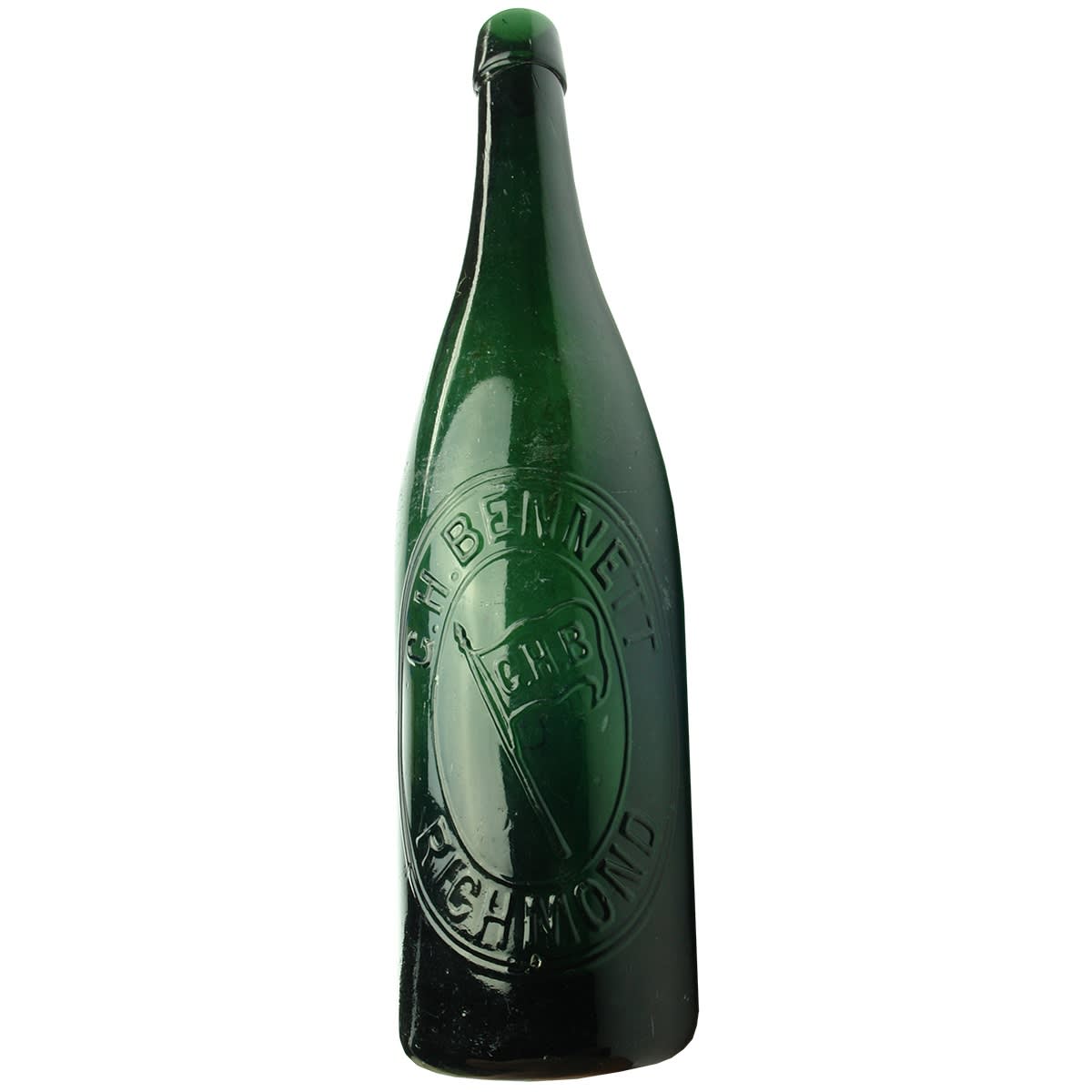 Beer. G. H. Bennett, Richmond. Wrap top. Dark Green. 26 oz. (Victoria)