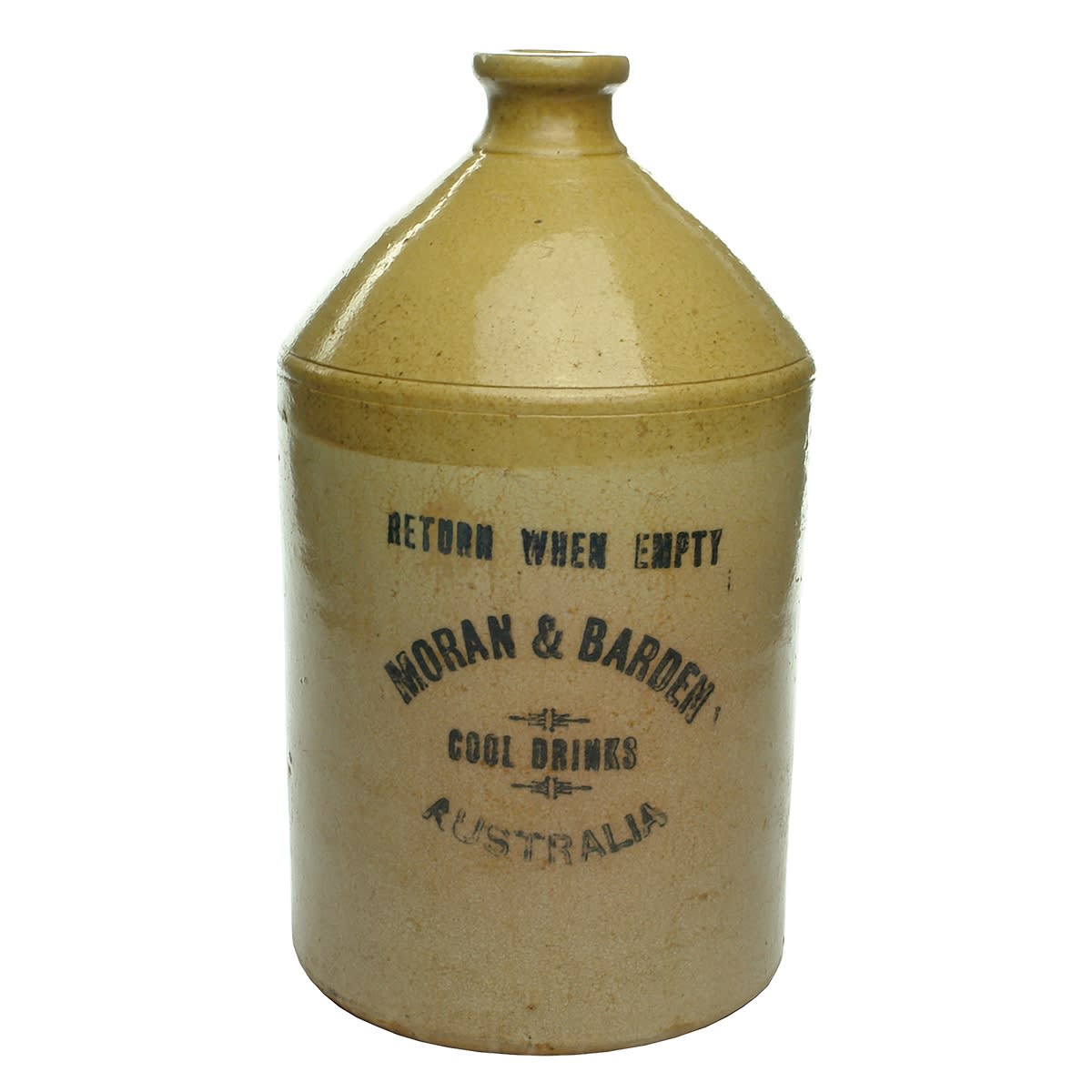 Demijohn. Moran & Barden, Cool Drinks, Australia. Internal Thread. One Gallon. (Adelaide, South Australia)