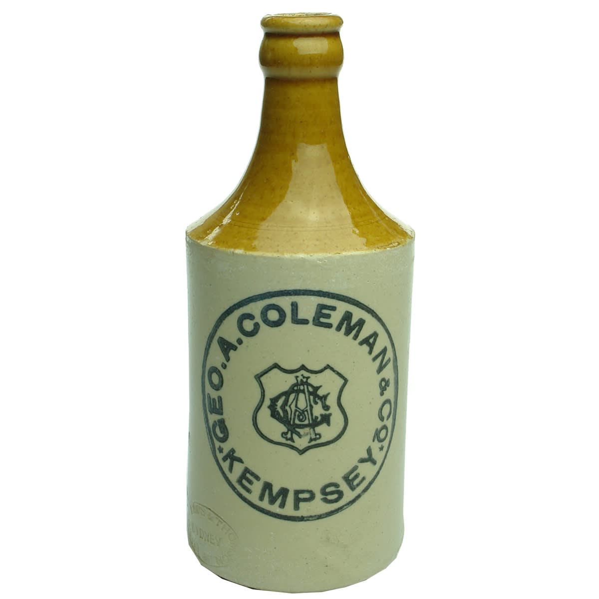 Ginger Beer. Geo. A. Coleman, Kempsey. Shield with monogram. Crown Seal. (New South Wales)