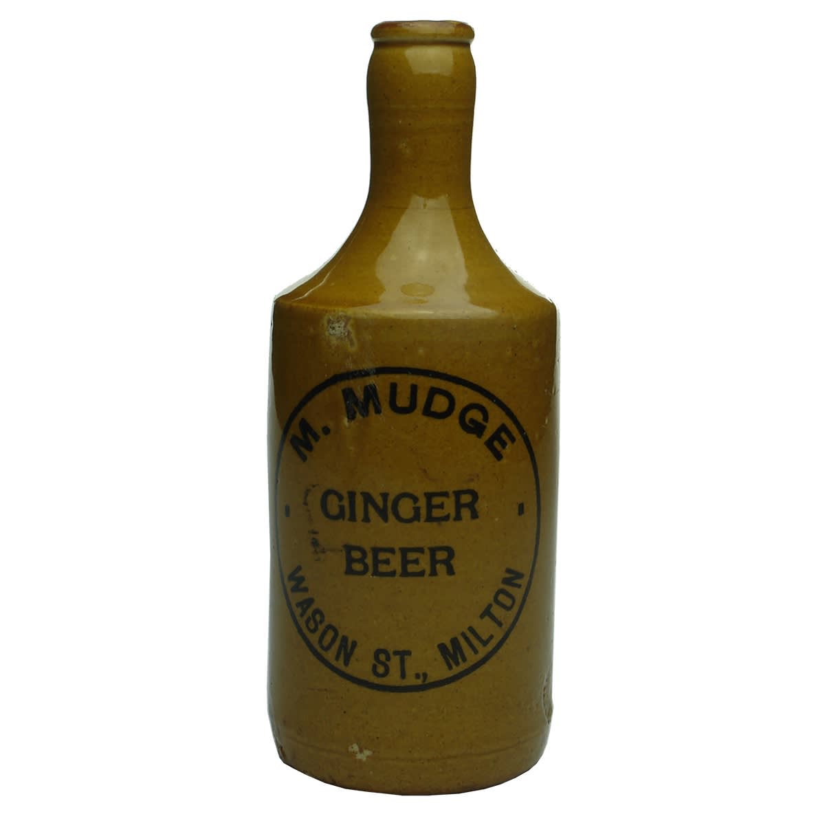 Ginger Beer. M. Mudge, Wason St., Milton. Dump All Tan Crown Seal. (New South Wales)