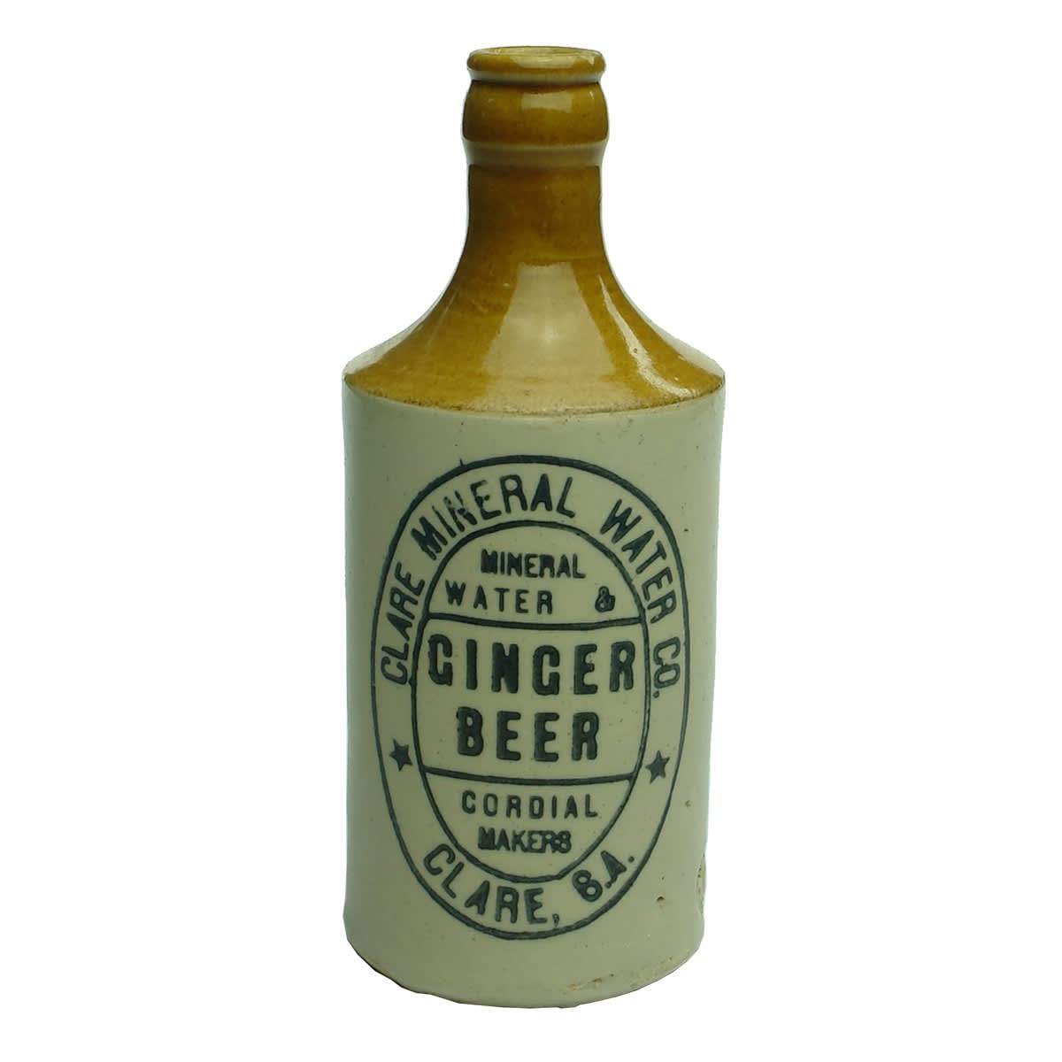 Ginger Beer. Clare Mineral Water Co., Clare. Dump. Crown Seal. Tan Top. (South Australia)