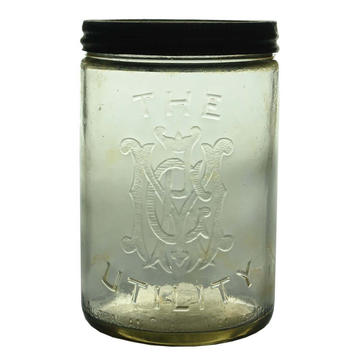 Fruit Jar. AGM Utility. Australian Glass Manufacturers. Clear. Quart.