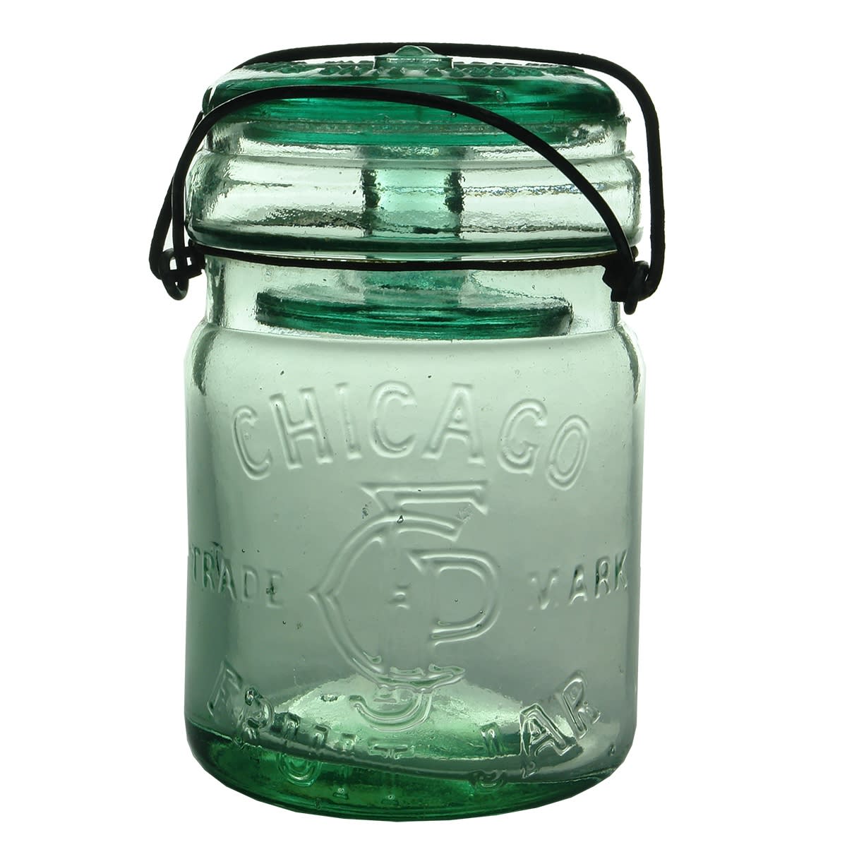 Preserving Jar. Chicago Fruit Jar. Aqua. Pint. (Victoria)