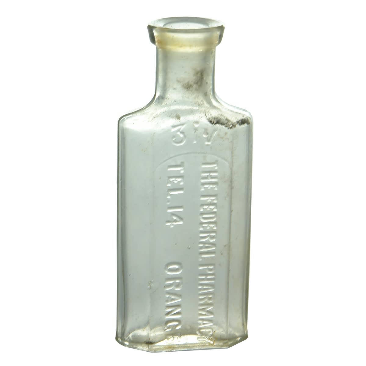 Chemist. The Federal Pharmacy, Orange. Whitall Tatum. 4 Dram. Clear. 75 mm. (New South Wales)