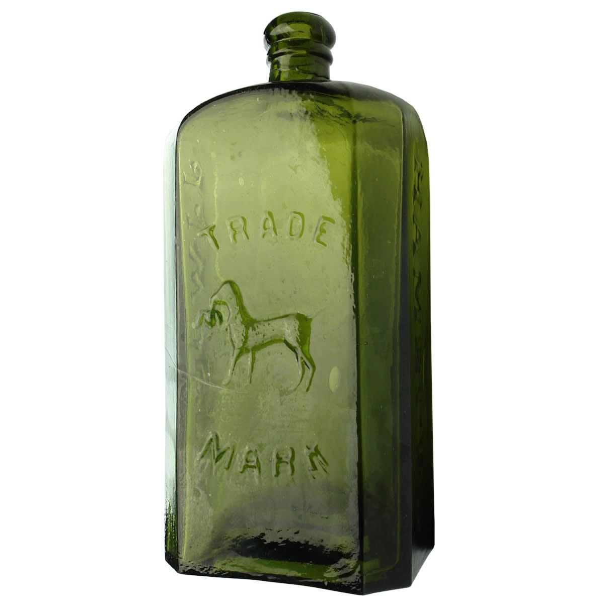 Liqueur. J. J. W. Peters, Hamburg. Hunting Dog with Bird. Green. 26 oz.