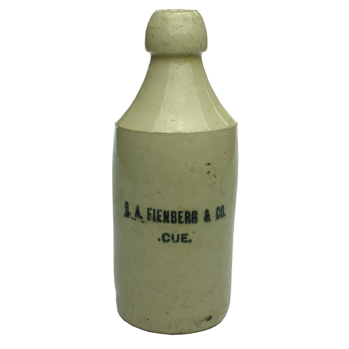 Ginger Beer. B. A. Fienberg & Co., Cue. Bendigo Pottery. All White. Dump. (Western Australia)