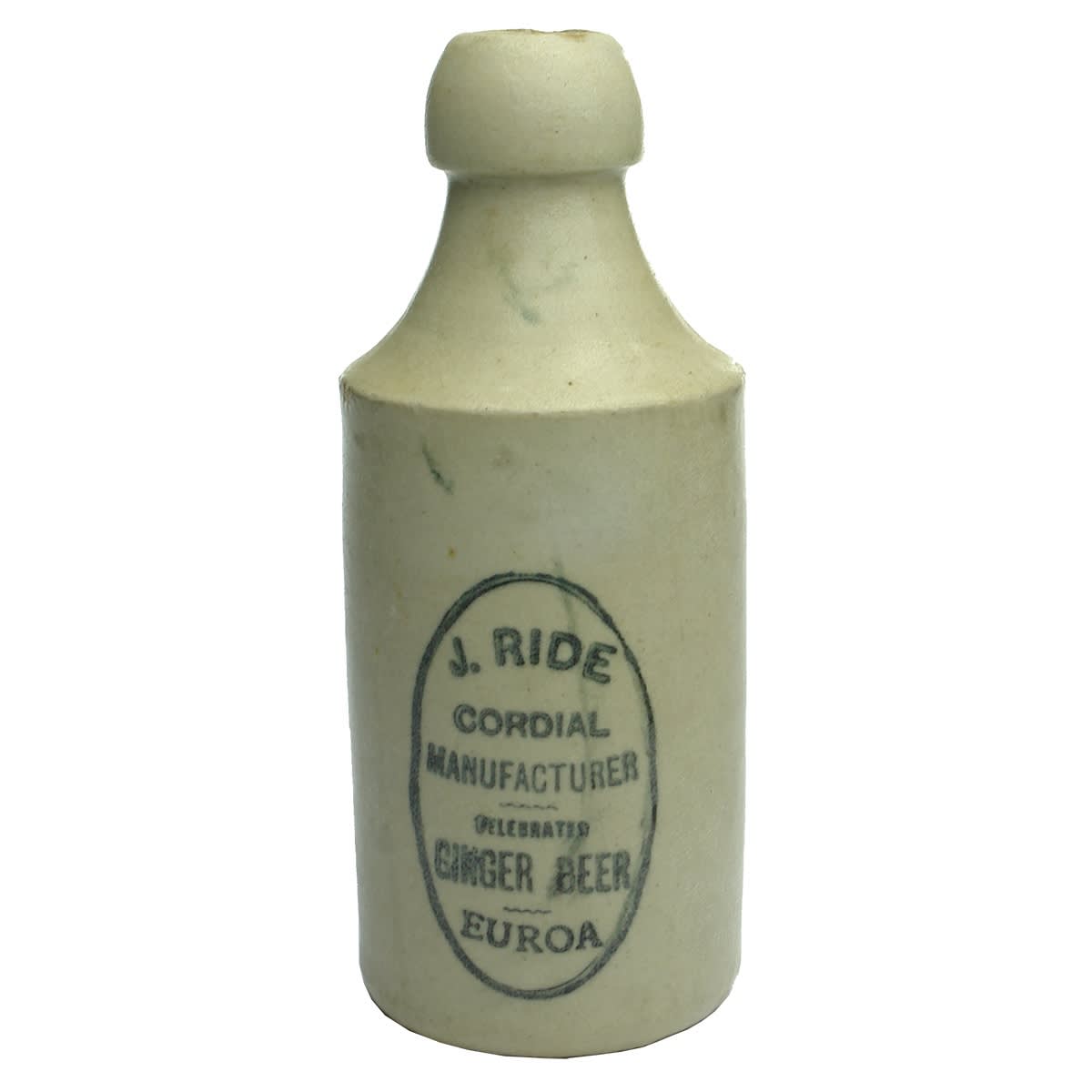 Ginger Beer. J. Ride, Cordial Manufacturer, Euroa. Bendigo Pottery Coy Ltd. (Victoria)