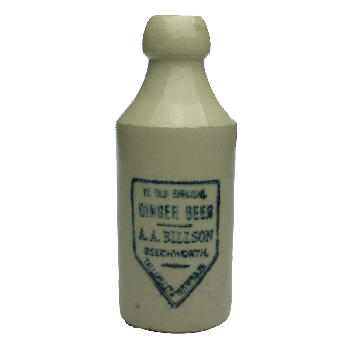 Ginger Beer. A. A. Billson, Beechworth, Tallangatta & Rutherglen. Bendigo Pottery. (Victoria)