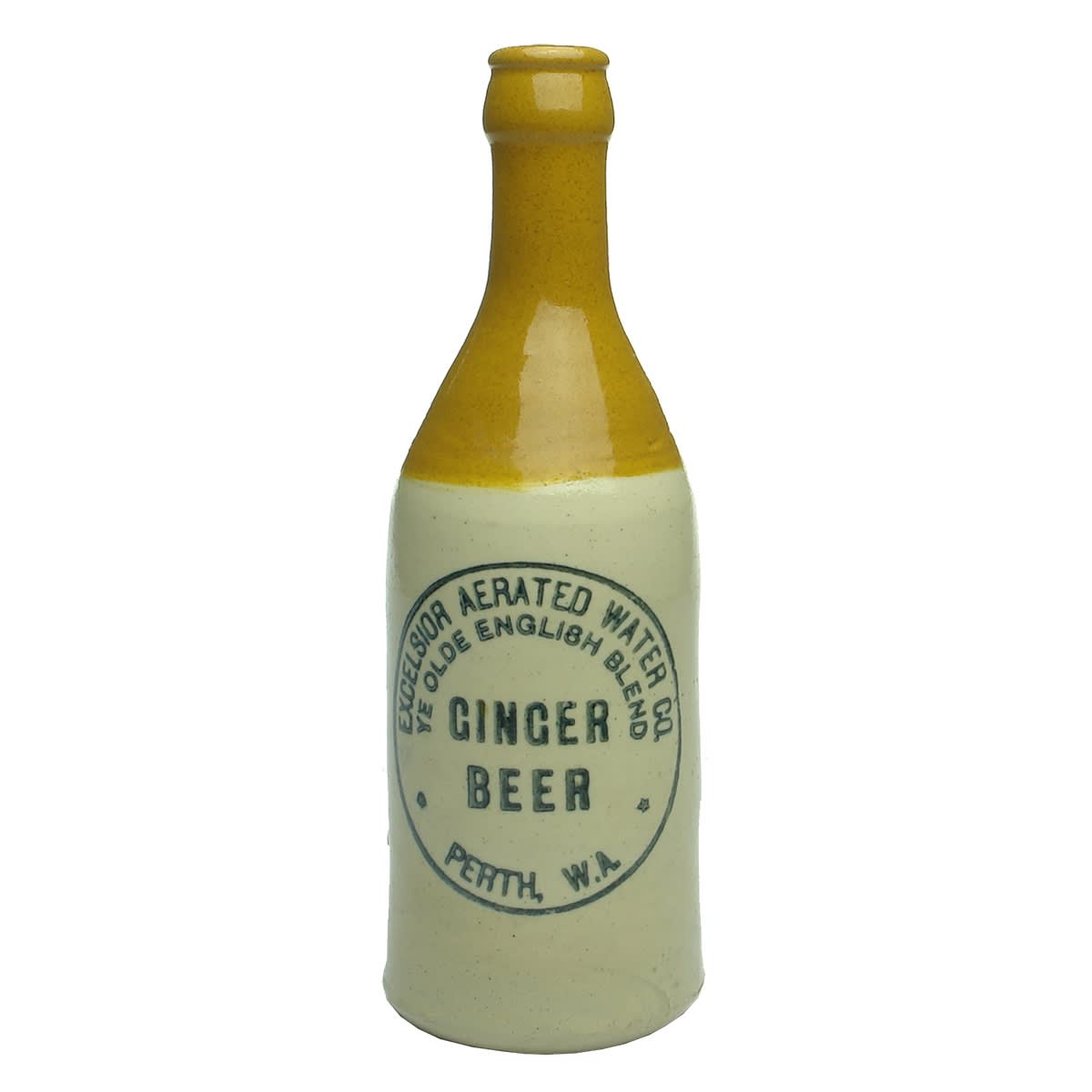 Ginger Beer. Excelsior Aerated Water Co. Ye Olde English Blend, Perth. Crown Seal. (Western Australia)