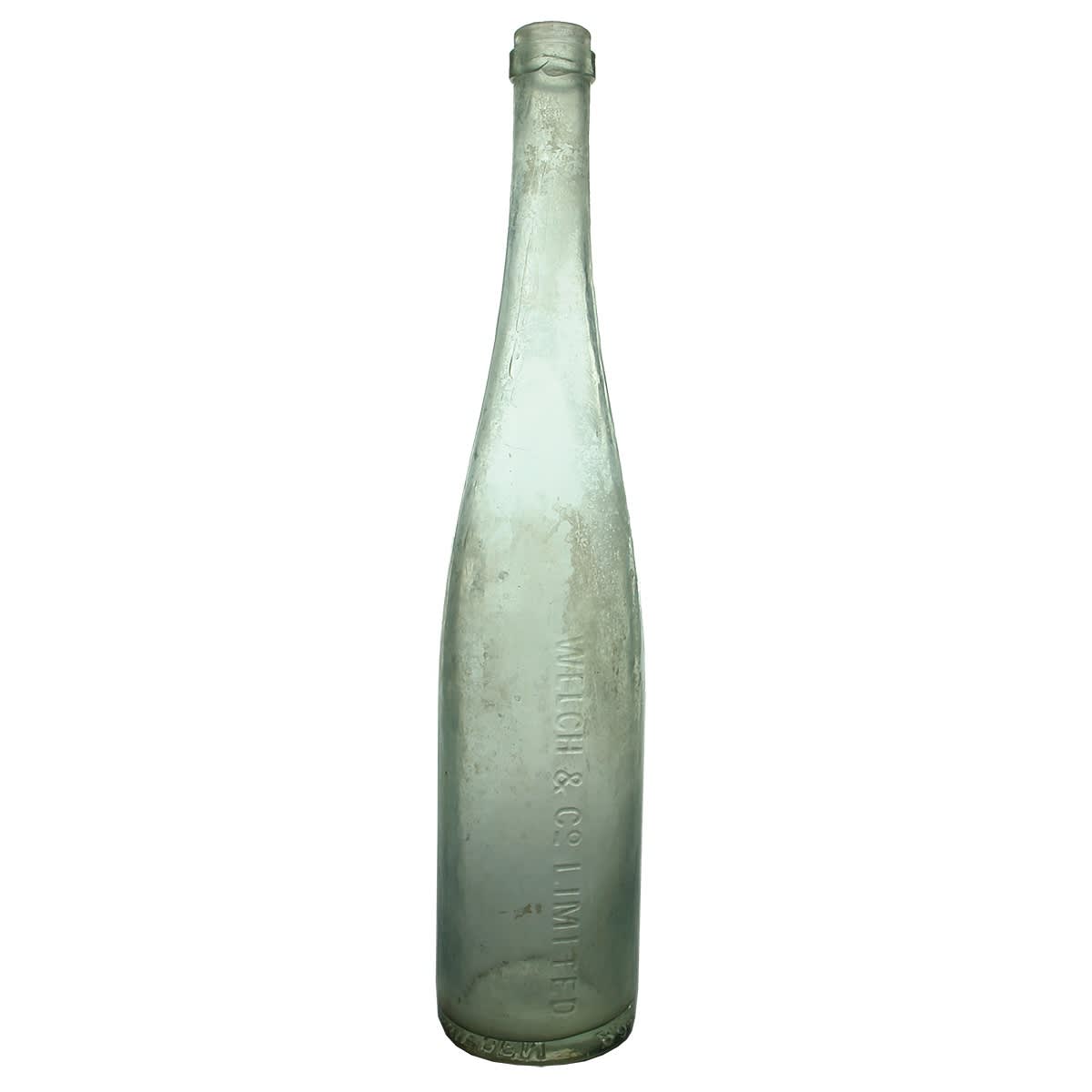 Hock Wine or Brandy. Welch & Co Limited. (Brisbane). Clear. 26 oz. (Queensland)