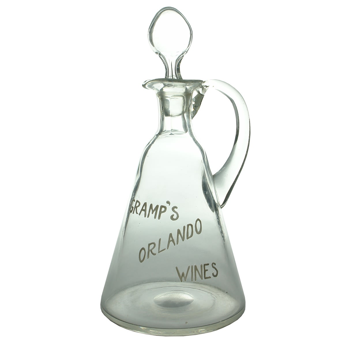 Decanter. Gramp's Orlando Wines. Conical. Polished Pontil. (South Australia)