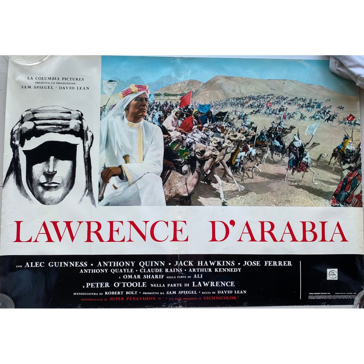 2 Original Italian Movie Posters: Lawence d'Arabia - Lawrence of Arabia. Peter O'Toole. Anthony Quinn. Alec Guinness.