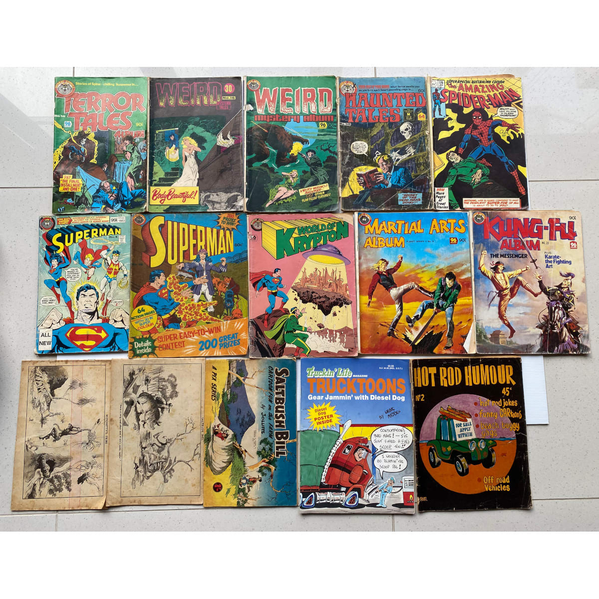 66 Comic Books and more: Judge Dredd Superman Groo the Wanderer Asterix Hanna Barbera cartoons Uncle Scrooge and many more.