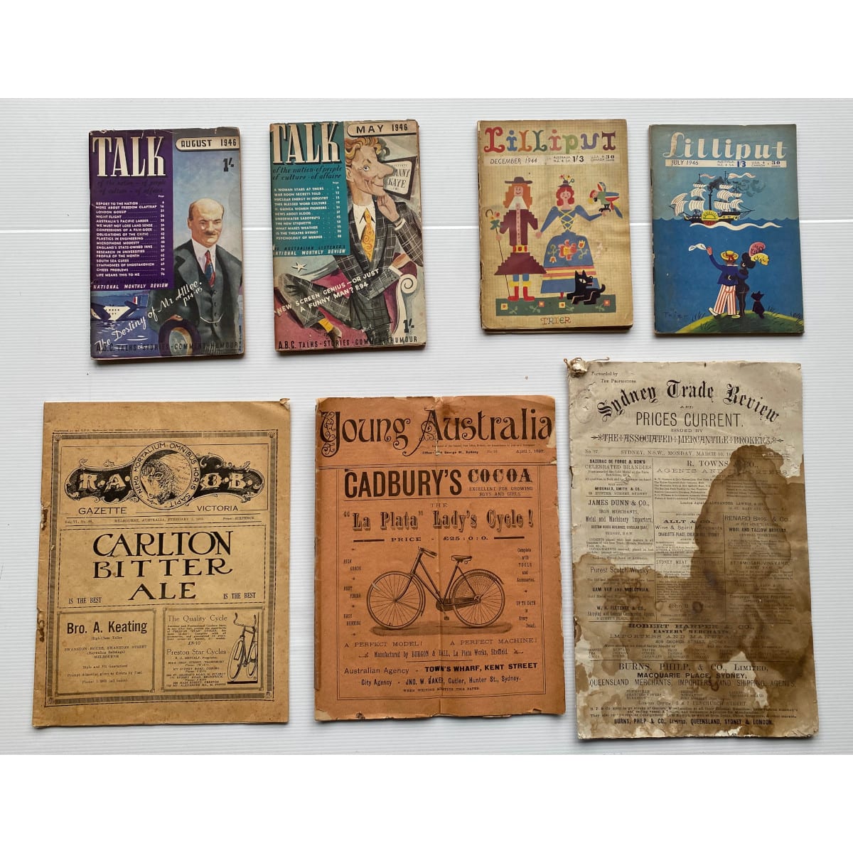 8 Items: 2 x Lilliput Magazine 2 x Talk Magazine Young Australia Magazine The Oddfellow Magazine ROAB Gazette Sydney Trade Review.