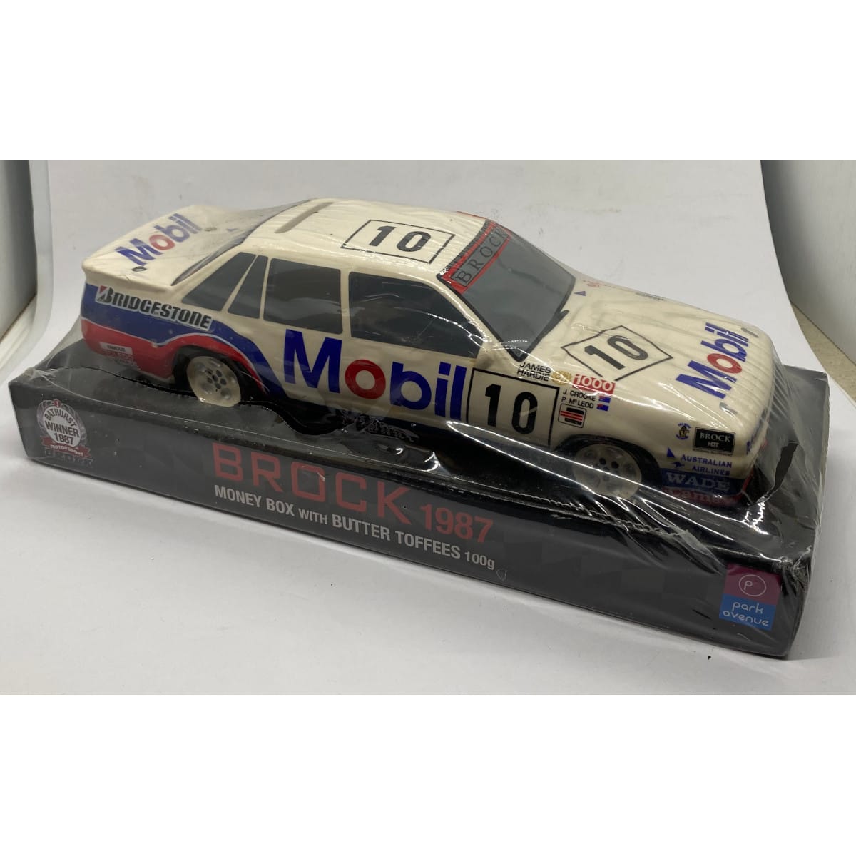 Money Box. Brock Racing 1987 Mobil Ceramic Money Box. With Toffees!