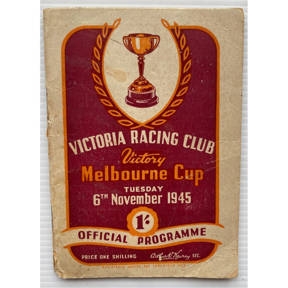 Official Programme of the Victory Melbourne Cup 6th November 1945. Victoria Racing Club.