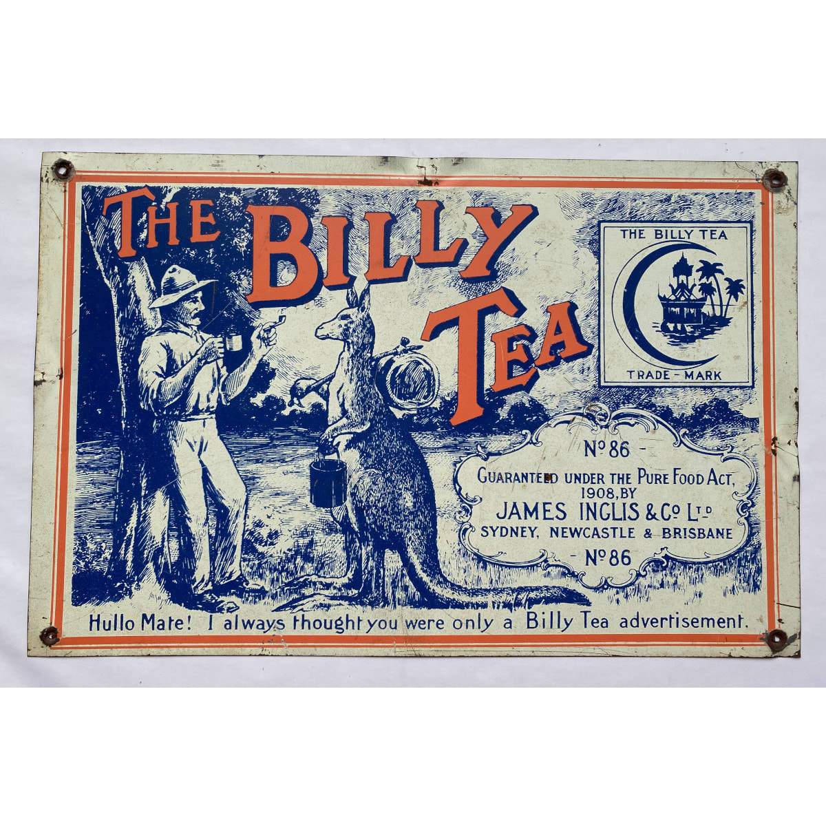 Reproduction Tin Sign. The Billy Tea. James Inglis & Co Ltd. Sydney, Newcastle & Brisbane.