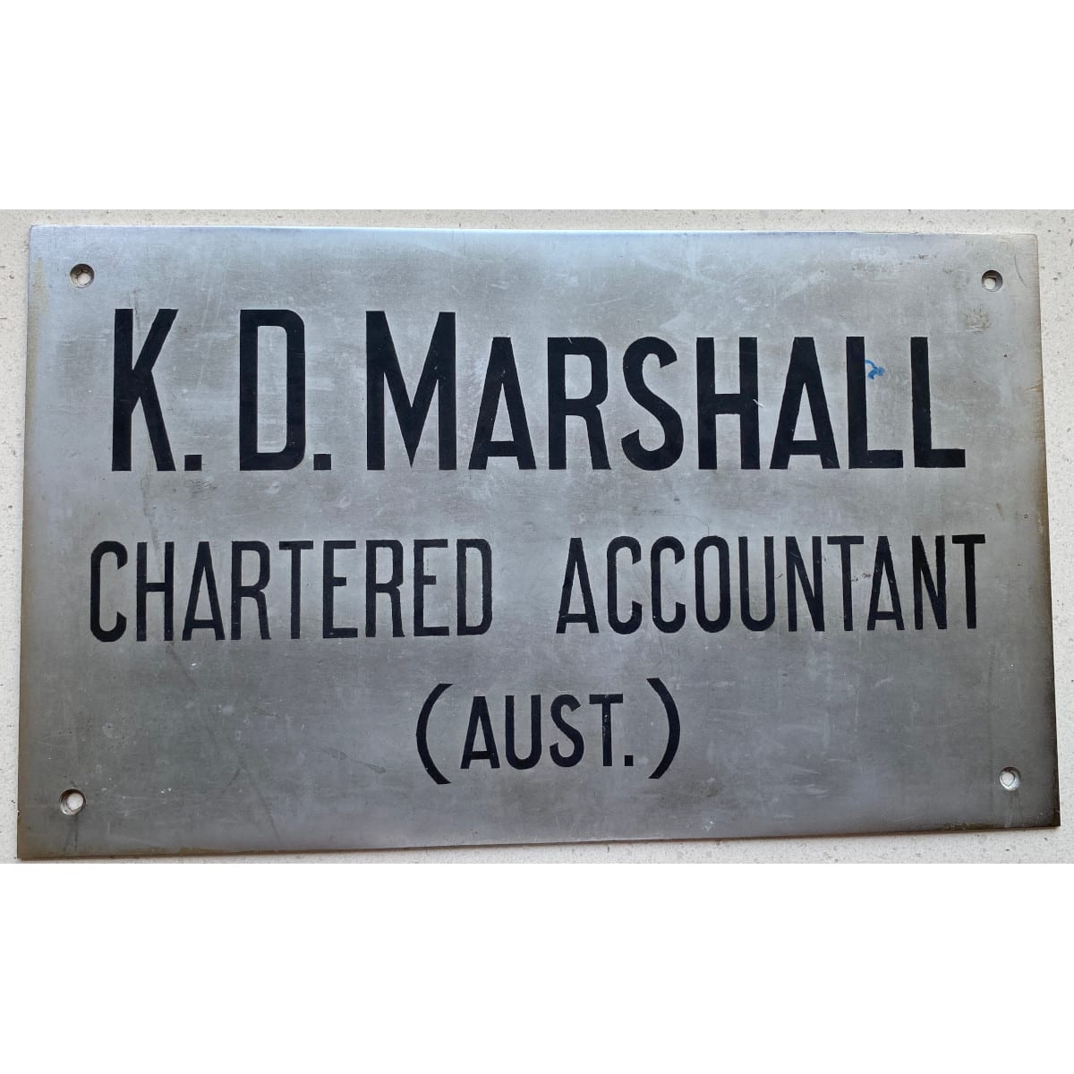 Steel Sign. K. D. Marshall, Chartered Accountant, (Aust.)