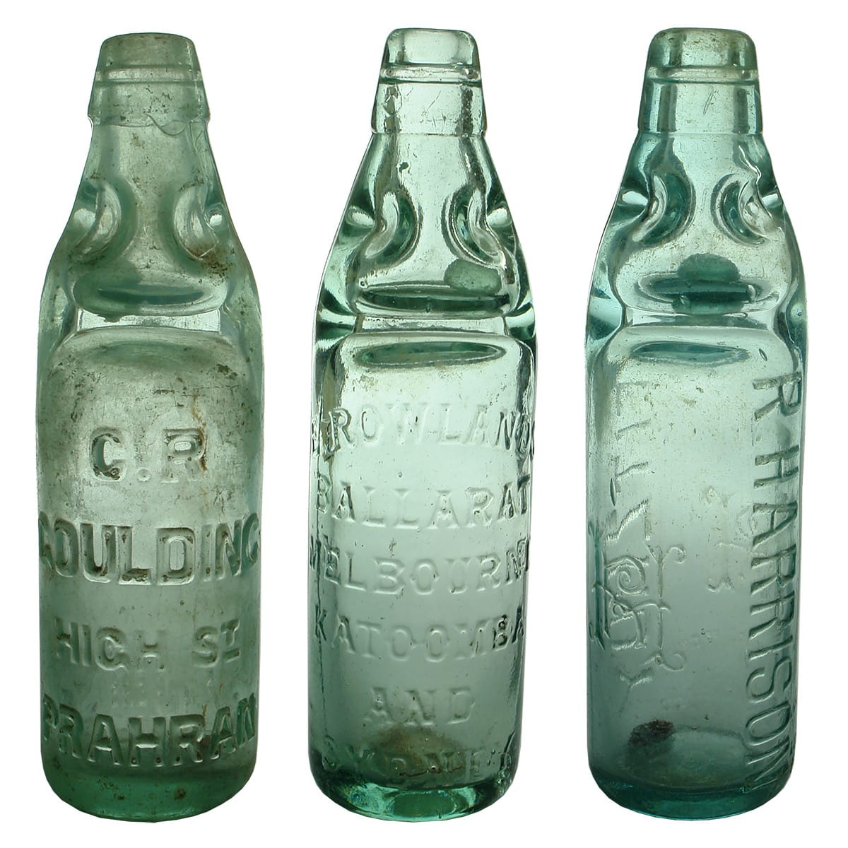 3 Codds. C. R. Goulding, Prahran; E. Rowlands, Ballarat, Melbourne, Katoomba & Sydney; R. Harrison, Fitzroy. (Victoria & New South Wales)