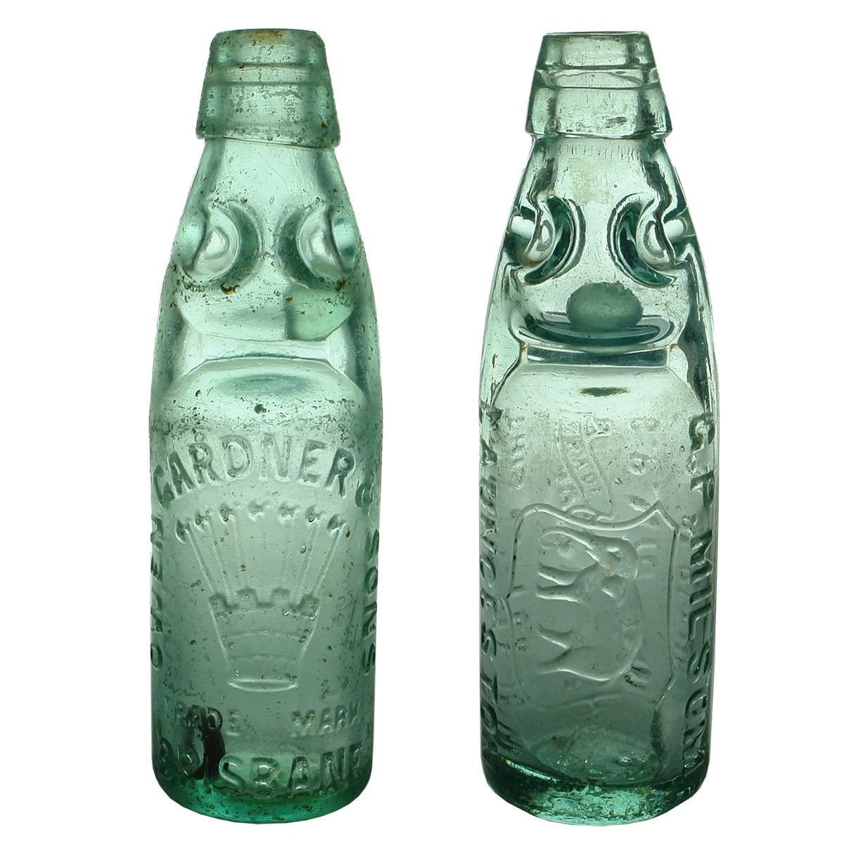 2 Codds. Owen Gardner & Sons Brisbane and G. P. Milsom, Launceston. 6 oz. (Queensland & Tasmania)