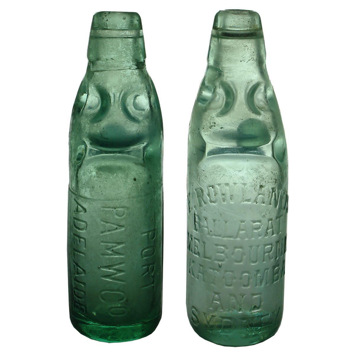 2 Codds. Port Adelaide. PAMW Co and E. Rowlands, Ballarat, Melbourne, Katoomba and Sydney. 6 oz. (South Australia, Victoria & New South Wales)