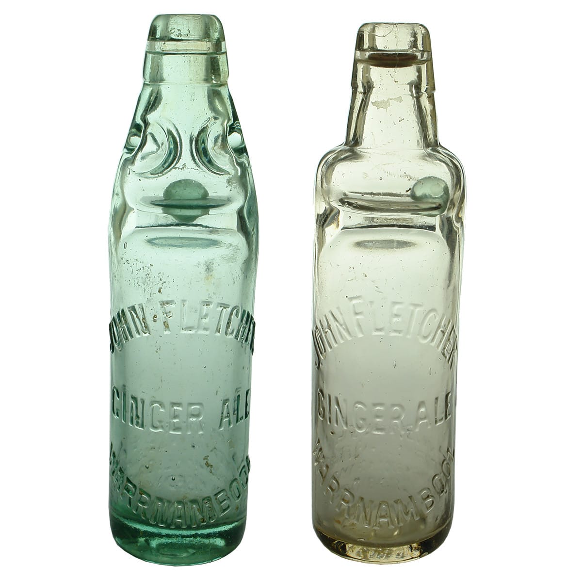 2 Codds. Both John Fletcher, Ginger Ale, Warrnambool. Both have This bottle is embossing on the back. Dobson & All Way Pour. (Victoria)