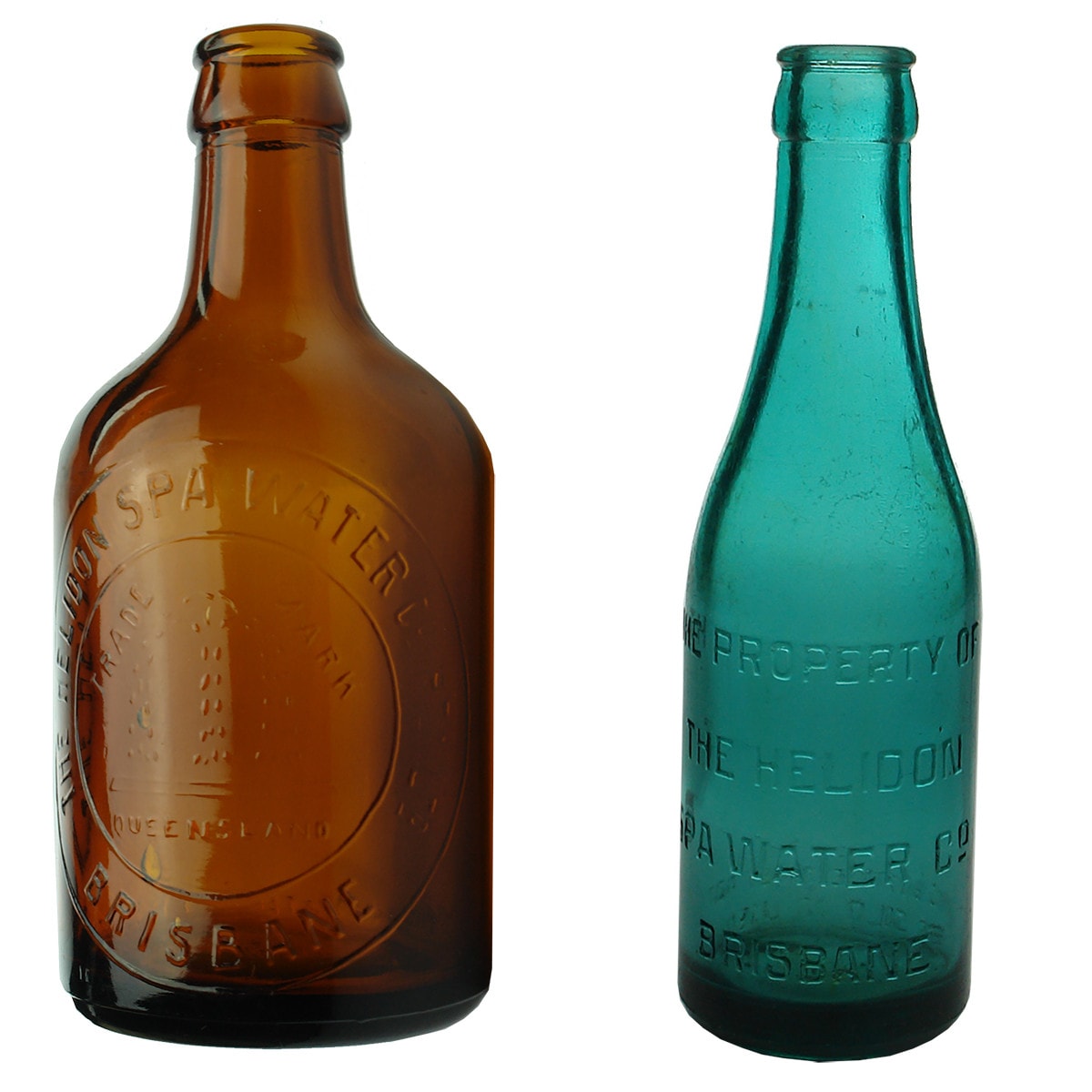 2 Helidon Spa Crown Seals. Helidon Spa Water Co Pty Ltd Brisbane. Amber. Dumpy; The Helidon Spa Water Co., Brisbane. Bluish Green. 6 oz.