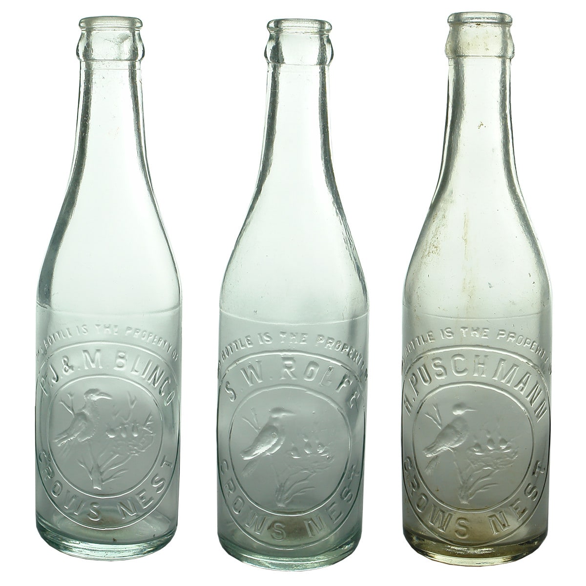3 Crows Nest Crown Seals: P. J. & M. Blinco; S. W. Rolfe; H. Puschmann. Crows & Chicks in nest. 10 oz. (Queensland)