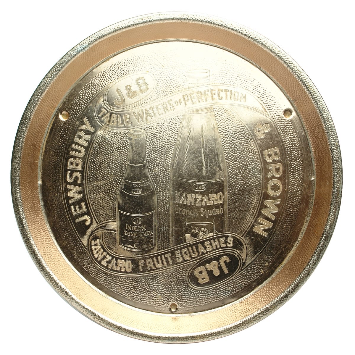 Serving Tray. Jewsbury & Brown. Tanzaro Fruit Squashes. Indian Tonic Water. Copper. (UK)