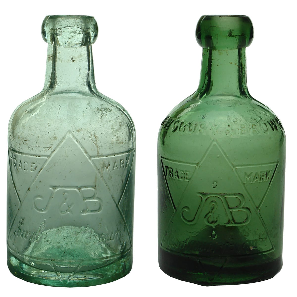 2 Dump Blob top Sodas: Jewsbury & Brown, Manchester. Aqua & Green.
