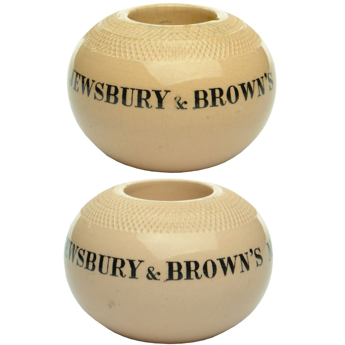 2 different Match Strikers. Jewsbury & Brown's Mineral Waters. To Her Majesty and the other To His Majesty The King. Black on Pink. (UK)