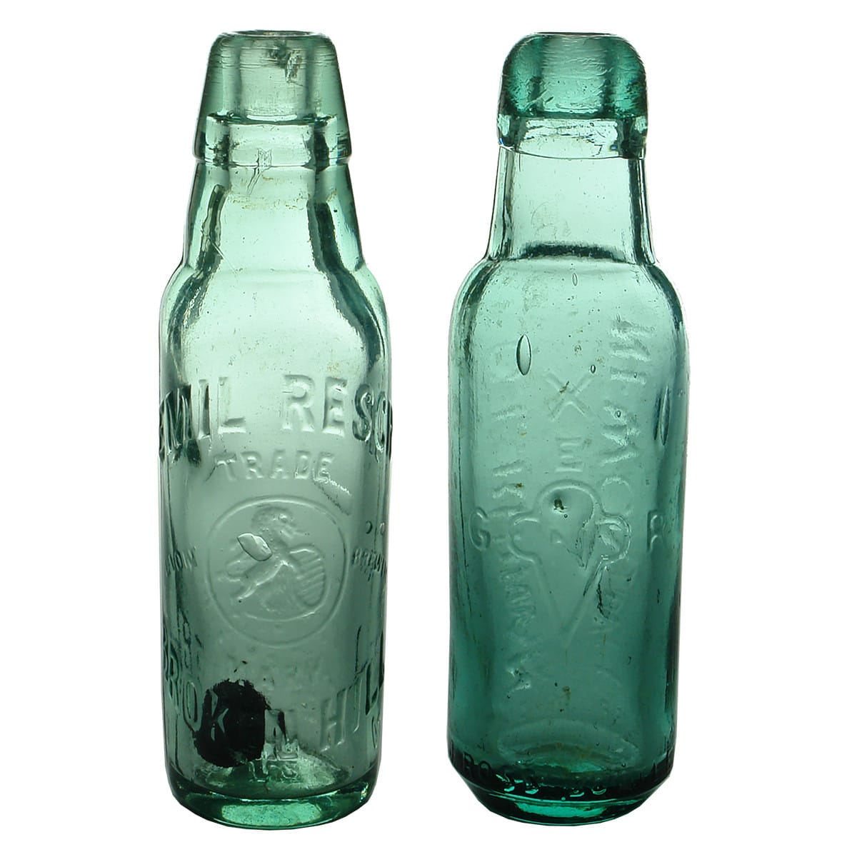 2 Lamonts. Emil Resch, Broken Hill. Rampant Lion & Barrel. Tall 6 oz & G. E. Redman, Newcastle, J. Ross maker. (New South Wales)