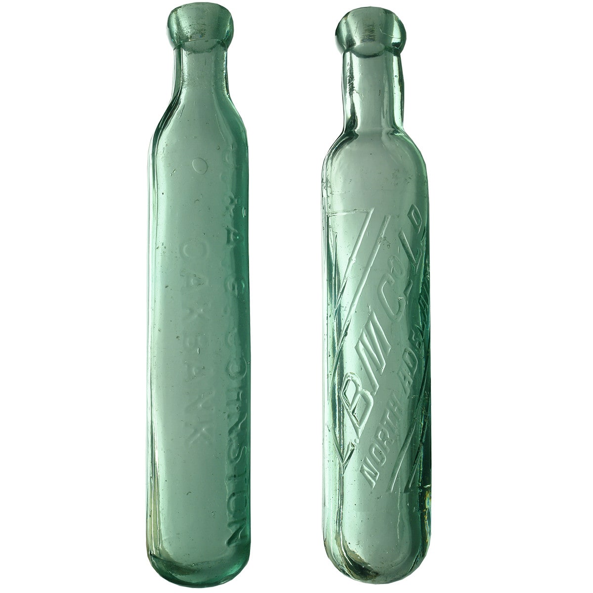 2 Maughams. J. & A. G. Johnston, Oakbank; L. B. M. Co Ld, North Adelaide.  Aqua.  10 oz. (South Australia)